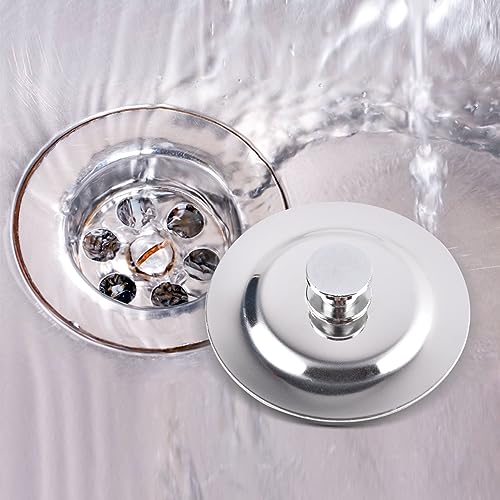 JINGIHE Universal Sink Plug, 38-42mm Bath Plug Replacement, Kitchen Sink Plug, Stainless Steel Bathroom Sink Plugs for Wash Basin, Drain Stopper in Bathtub and Laundry Pods