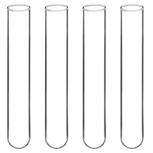 boringlass glass test tubes, sturdy round bottom clear test lab tubes (100, 12x75 mm)