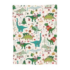 Eitqtbea Cute Christmas Dinosaur Blanket Kids Blanket Flannel Lightweight Throw Blankets Gifts for Boys Girls Adults 50"x40"