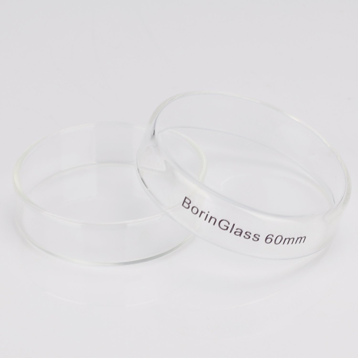 BorinGlass Glass Petri Dishes, Autoclavable Glass Cell Culture Dishes Lab Dishes with Clear Lid, 60x15 mm, Pack of 10