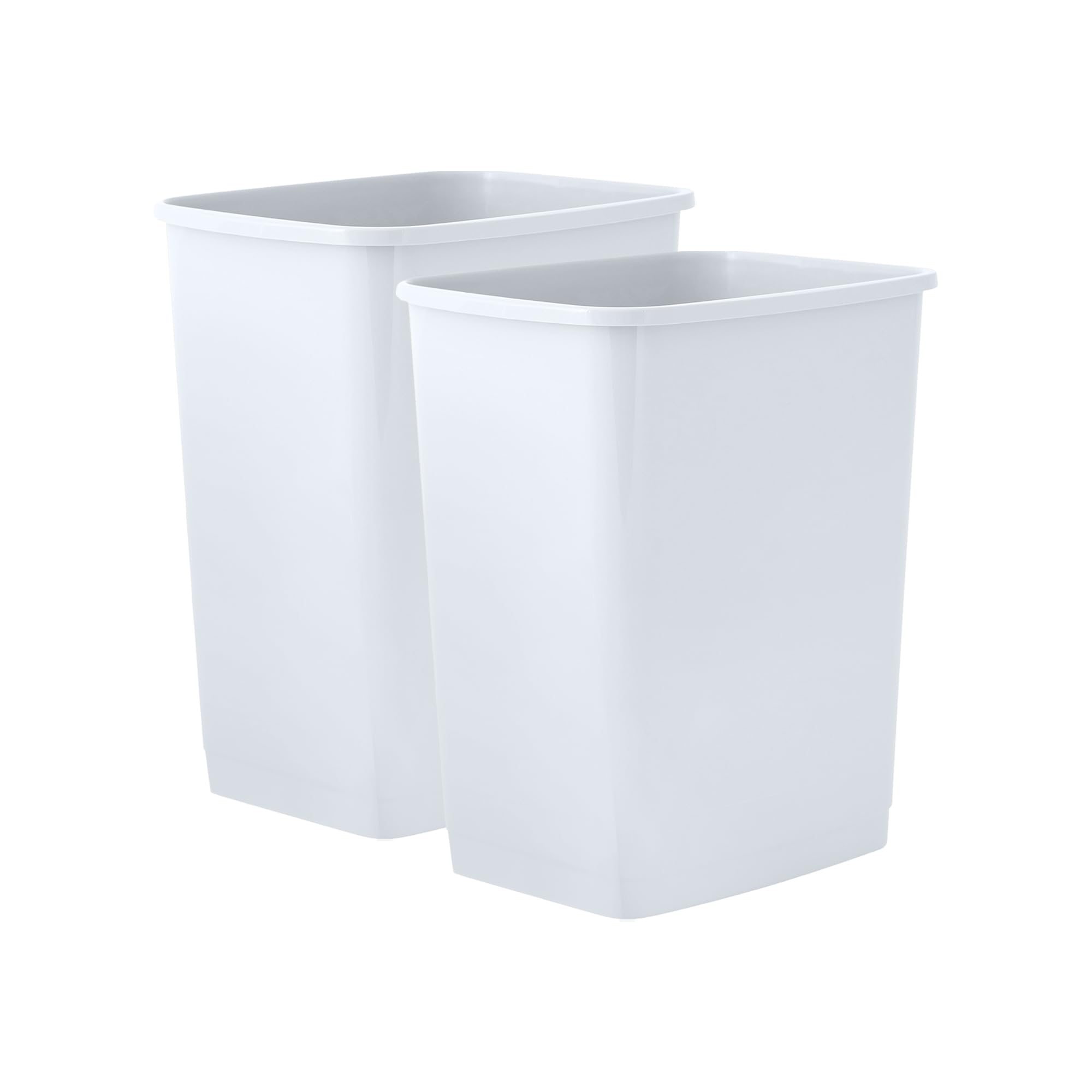 Superio Small 2.5 Gallon Plastic Trash Can, Waste Bin for Under Desk, Office, Bedroom, Bathroom- 10 Qt (2, White)