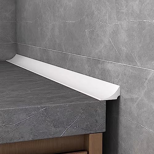 Water Barrier for Sink,Shower Threshold Water Dam Barrier,Waterproof Barrier Bathroom,Collapsible Silicone Strip Trim Splash Guard (White-2M)