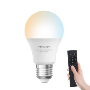 led light bulb with remote control, 12w led bulb dimmable 3000k-6000k, 50ft remote distance, e26 led bulbs 100 watt equivalent, timer & 4 scene modes light bulbs for living room bedroom office