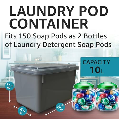 Skywin Laundry Pod Container - Laundry Pod Storage Container for Laundry Room Organization Laundry & Dishwasher Pod Laundry Container (Grey)