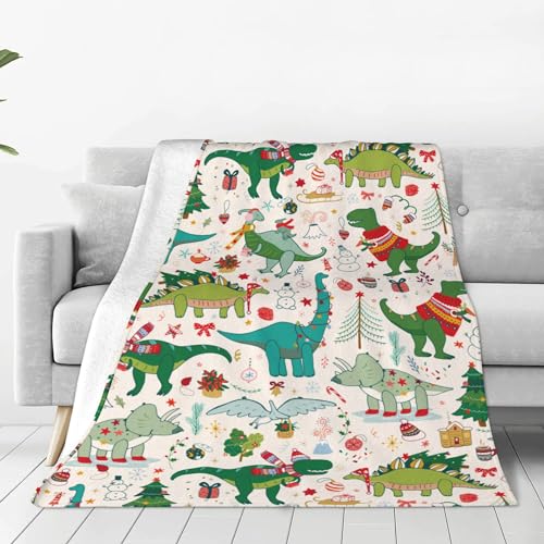 Eitqtbea Cute Christmas Dinosaur Blanket Kids Blanket Flannel Lightweight Throw Blankets Gifts for Boys Girls Adults 50"x40"