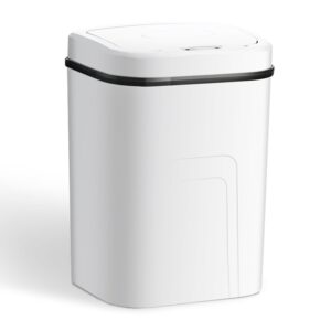 zyqkcl smart trash can, automatic motion sensor trash can with lid electric waterproof 4 gallons garbage bin for toilet, kitchen, living room, bedroom, office, rv(white,no battery)