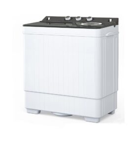 leadzm 26lbs portable washing machine, washer(18lbs) and spinner(8lbs), mini compact twin tub washer and dryer combo with pump draining, great for dorms apartments rv camping (white & grey)