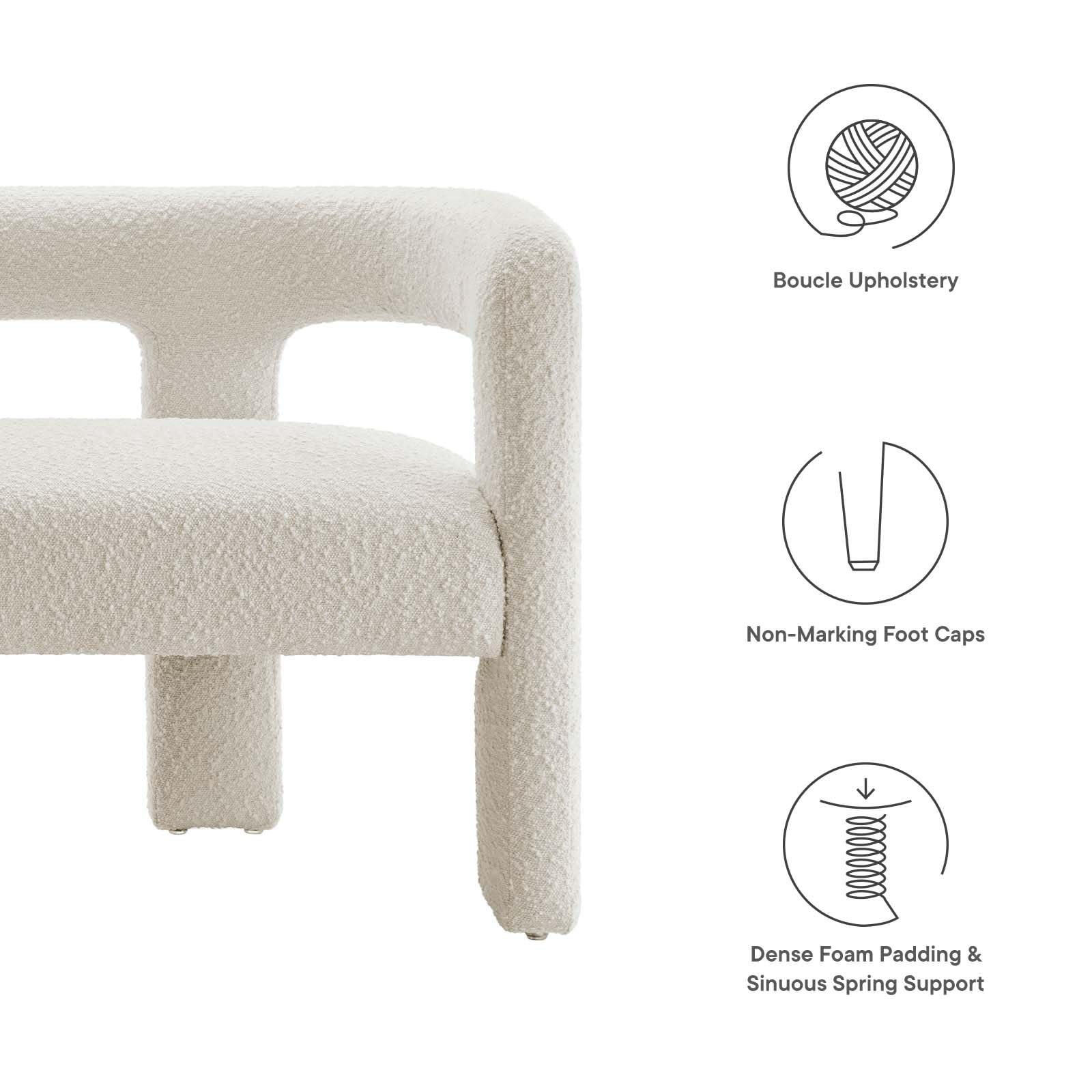 Modway EEI-6477-IVO Kayla Boucle Upholstered Loveseat, Ivory