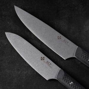 sagga Chef Knife Set Kitchen Knives 6-Piece Sandvik Kitchen Knife Set with Roll Bag, G10 Handle for Chef Knife Set, Santoku Knife,Stonewash Blade