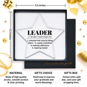 Leader Appreciation Gifts for Women Men, Leader Boss Birthday Christmas Day Gifts Thank You Gifts Mentor Retirement Leaving New Job Farewell Gifts, Acrylic Keepsake Desk Decor, Leader Definition