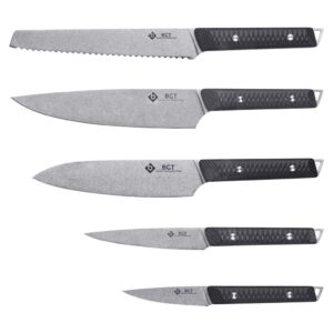 sagga chef knife set kitchen knives 6-piece sandvik kitchen knife set with roll bag, g10 handle for chef knife set, santoku knife,stonewash blade