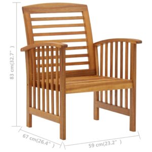 BUKSCYJS Wood Patio Chairs, Garden Chairs, Patio Chairs 2 pcs, Robust and Durable Suitable for Patio, Patio, Garden, Porch, Balcony Solid Acacia Wood