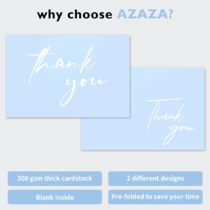 AZAZA Baby Shower Thank You Cards Boy Thank You Cards with Envelopes, 4x6 Baby Thank You Cards for Baby Gift Sets, 50 Blue Thank You Cards Wedding Bridal Shower Thank You Notes (Baby Blue)