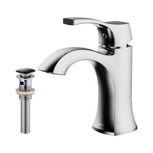 karran randburg kbf520 single-handle single hole basin bathroom faucet with matching pop-up drain in chrome