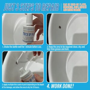 Porcelain Sink Touch Up Paint, High-Gloss Porcelain Repair Kit White & Appliance Paint for Chips, Scratches, Cracks and Spots on Enamel, Acrylic, Porcelain, Sinks, Tubs, Bathtub, Appliances, Metal, Tiles in Kitchen and Bathroom. (Gloss White)