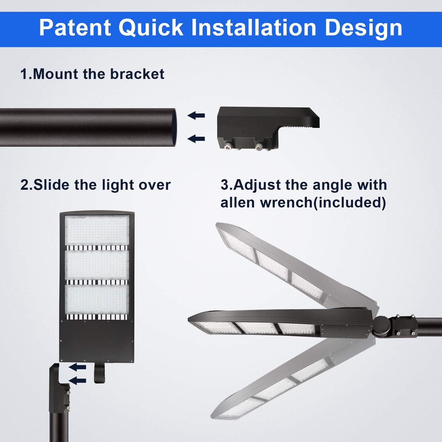 450W LED Parking Lot Lights,63000LM Commercial Outdoor Shoebox Light,5000K(140LM/W) Dimmable LED Street Area Light(1500W HID/HPS Equiv), Slip Fitter Mount,100-277V AC IP65 UL&DLC Listed