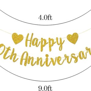 Talorine Happy 40th Anniversary Banner, 40th Wedding Anniversary, 40th Birthday, 40 Years Loved Party Decorations (Gold Glitter)