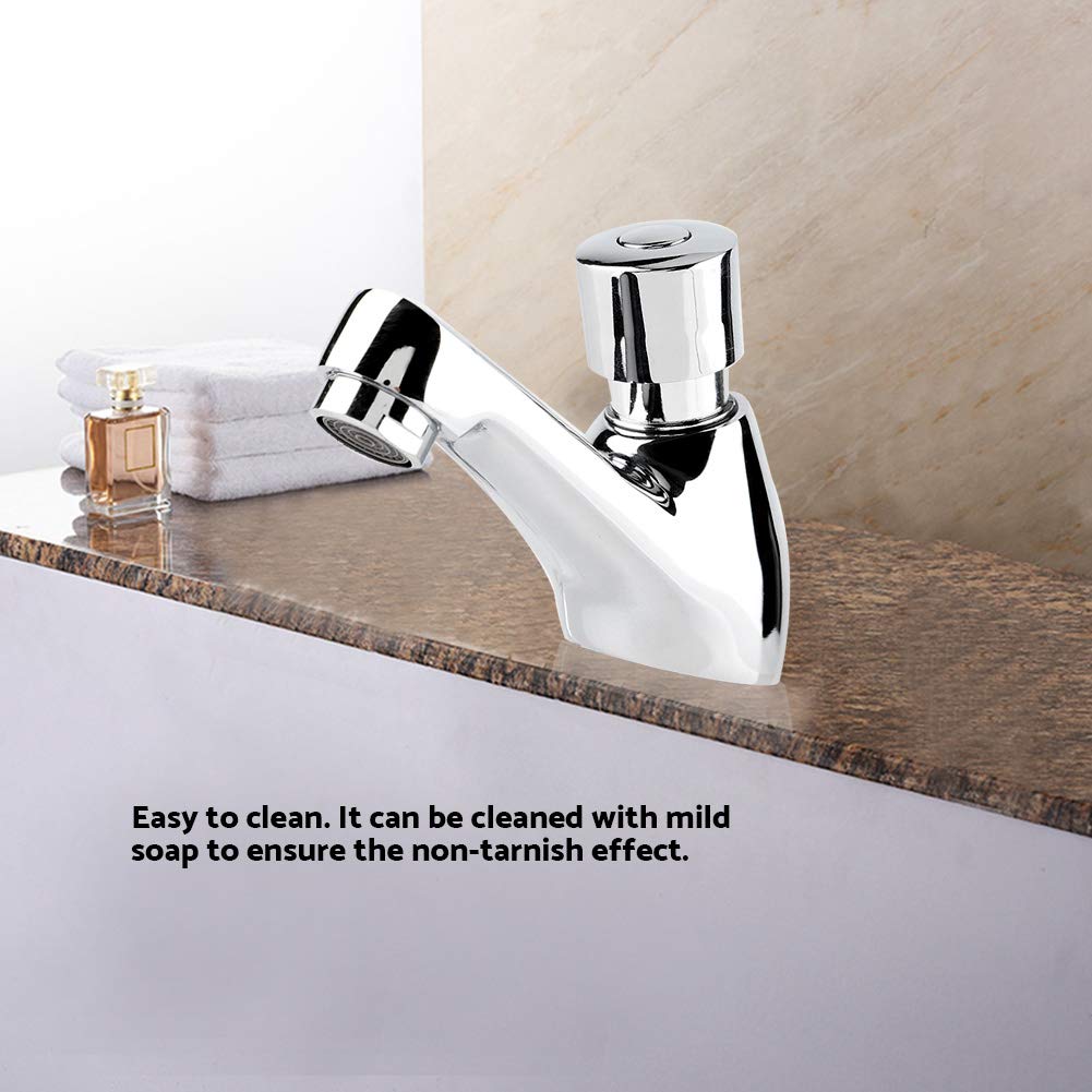 Time Delay Sink Faucet,Public Ktchen Bathroom Chrome Plated Self Closing Water Saving Time Delay Basin Tap Faucet for Home Kitchen, Bathroom, Hotel use