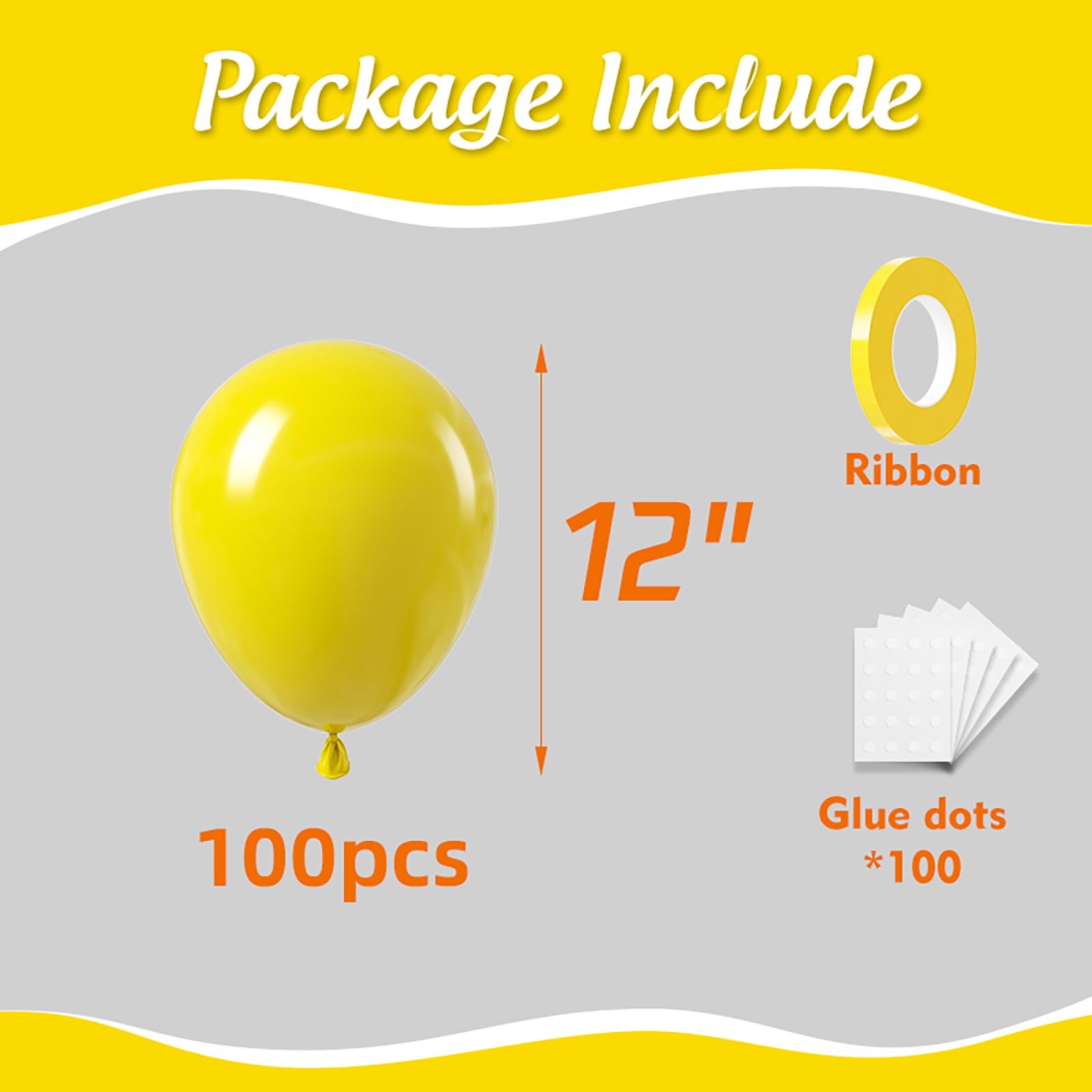 Yellow Balloons, 100Pcs 12 inch Bright Yellow Latex Balloons Round Helium Balloons for Birthday Wedding Anniversary Sunflower Party Backdrop Decorations