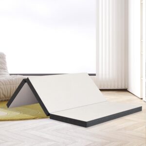 foldable mattress full, 3 inch trifold mattress with breathable & washable cover, foldable mattress with certipur-us certified, floor mattress foldable for camping, guest, floor rv - 73" x 52" x 3"