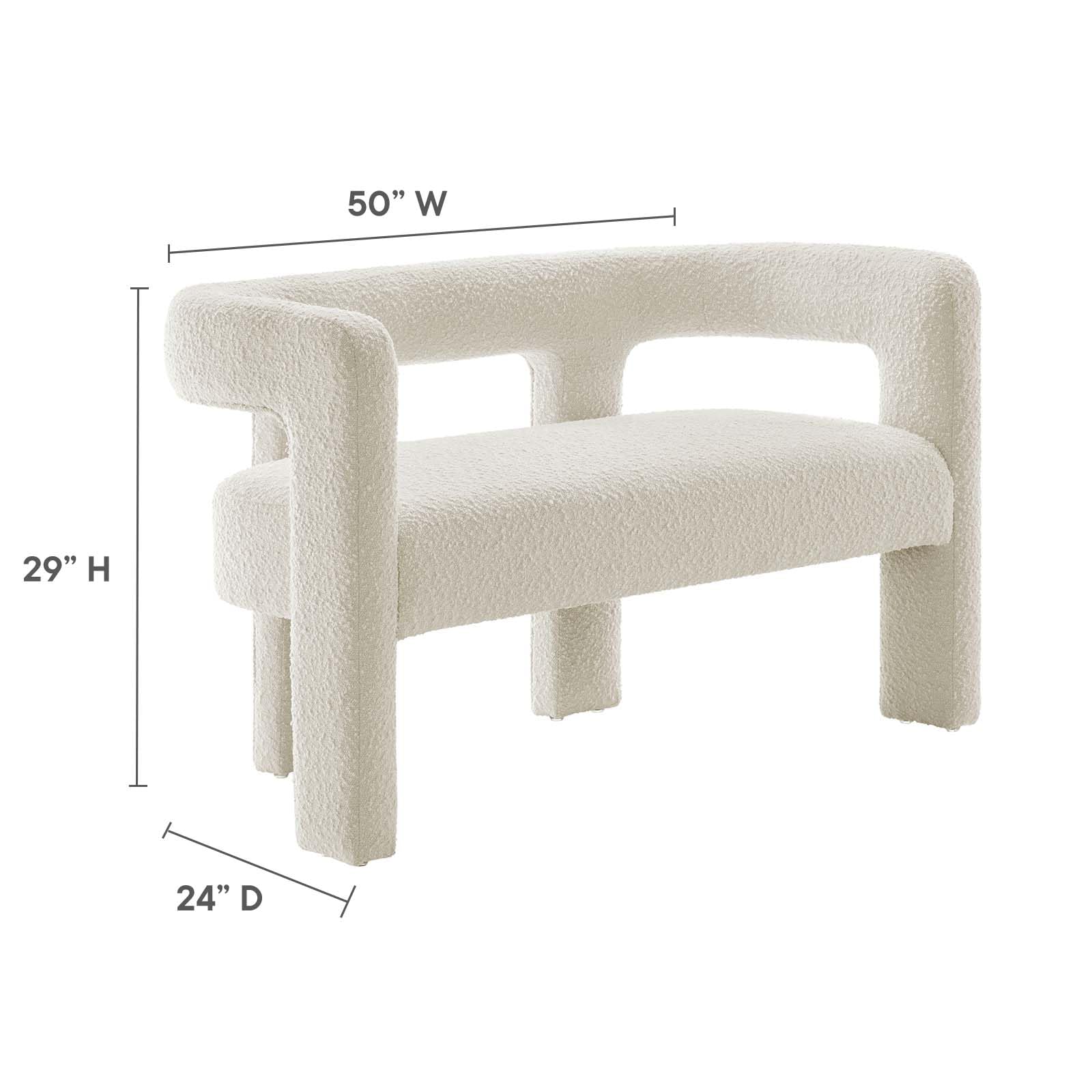 Modway EEI-6477-IVO Kayla Boucle Upholstered Loveseat, Ivory