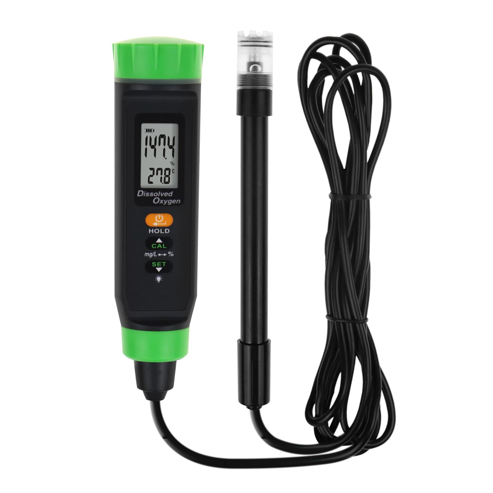 Dissolved Oxygen Meter with ATC Portable DO Meter with Long Cable, Dissolved Oxygen Test Kit Tester with Self Floating Probe Electrode