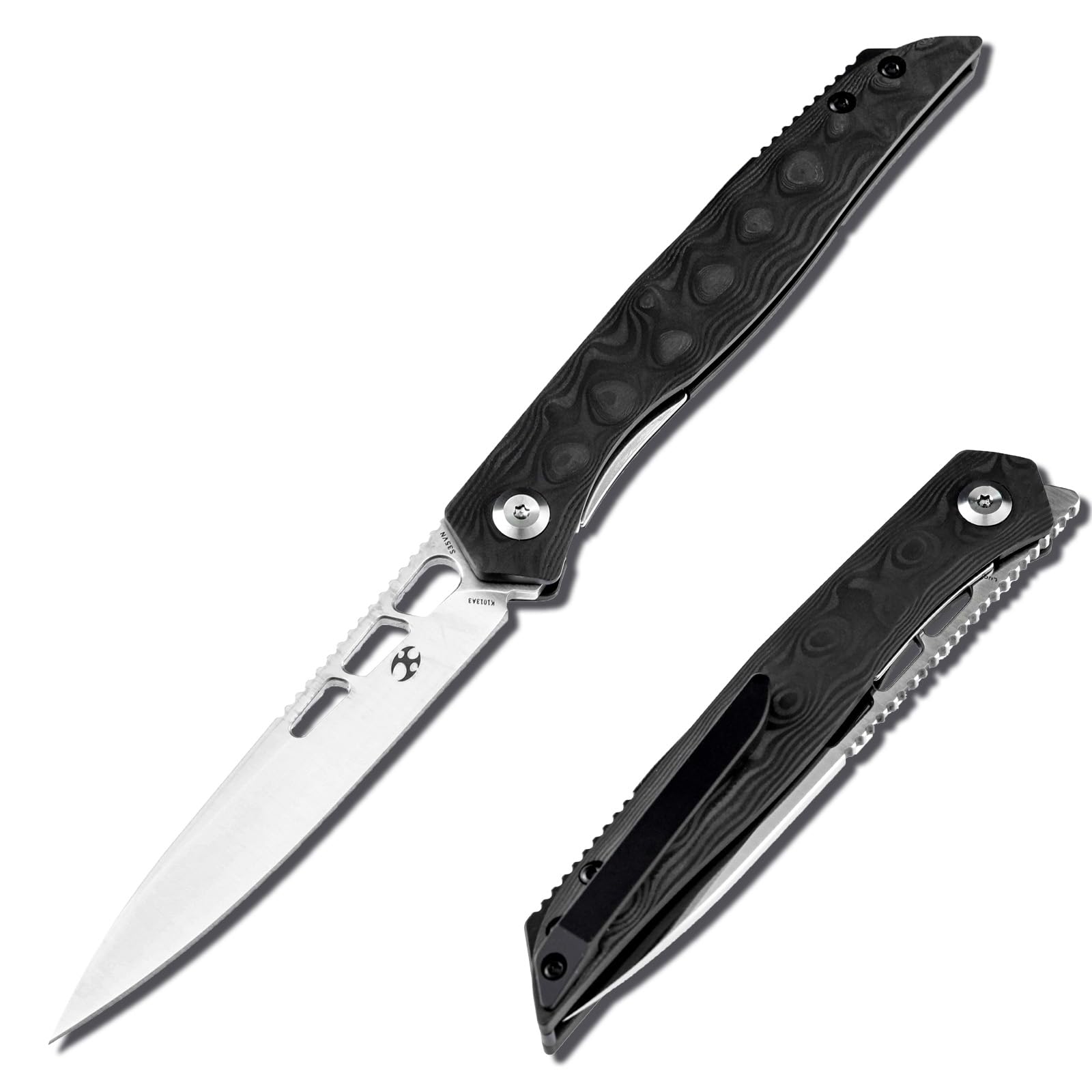 KANSEPT Knives lucky Star Pocket Knife, Lightweight Flipper Folding Knife with 3.54” CPM-S35VN Blade, Carbon Fiber for Hiking Camping Hunting and Everyday Carry K1013A3