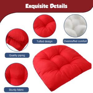 Barydat 4 Pcs Outdoor Chair Cushions 18.9 x 18.9 Inch Patio Furniture Cushion Overstuffed Seat Cushion Chair Pad with Round Corner for Indoor Chair(Red)