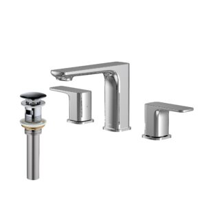 karran venda kbf514 2-handle three hole widespread bathroom faucet with matching pop-up drain in chrome