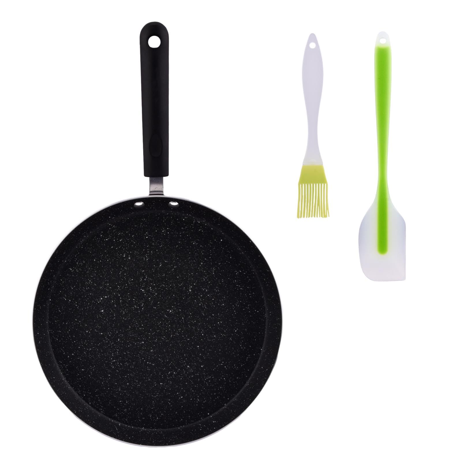 OTJENL Nonstick Crepe Pan, 11 Inch Griddle Pan with Scraper & Oil Brush, Griddle Pancake Pan Tortilla Pan, for Cooking Eggs, Frying, Grill, Omelettes, Easy Clean