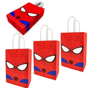 joyday 24 pcs superhero party favor bags, gift bags with handles, white card paper comic paper bags for kids birthday party supplies decorations storage