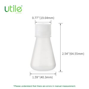 Utile Plastic Erlenmeyer Flask Set with Screw Caps, 12pcs of Vol.25ml Scientific Conical Flask Laboratory Flask, with Molded Graduations, 4023.0630.12