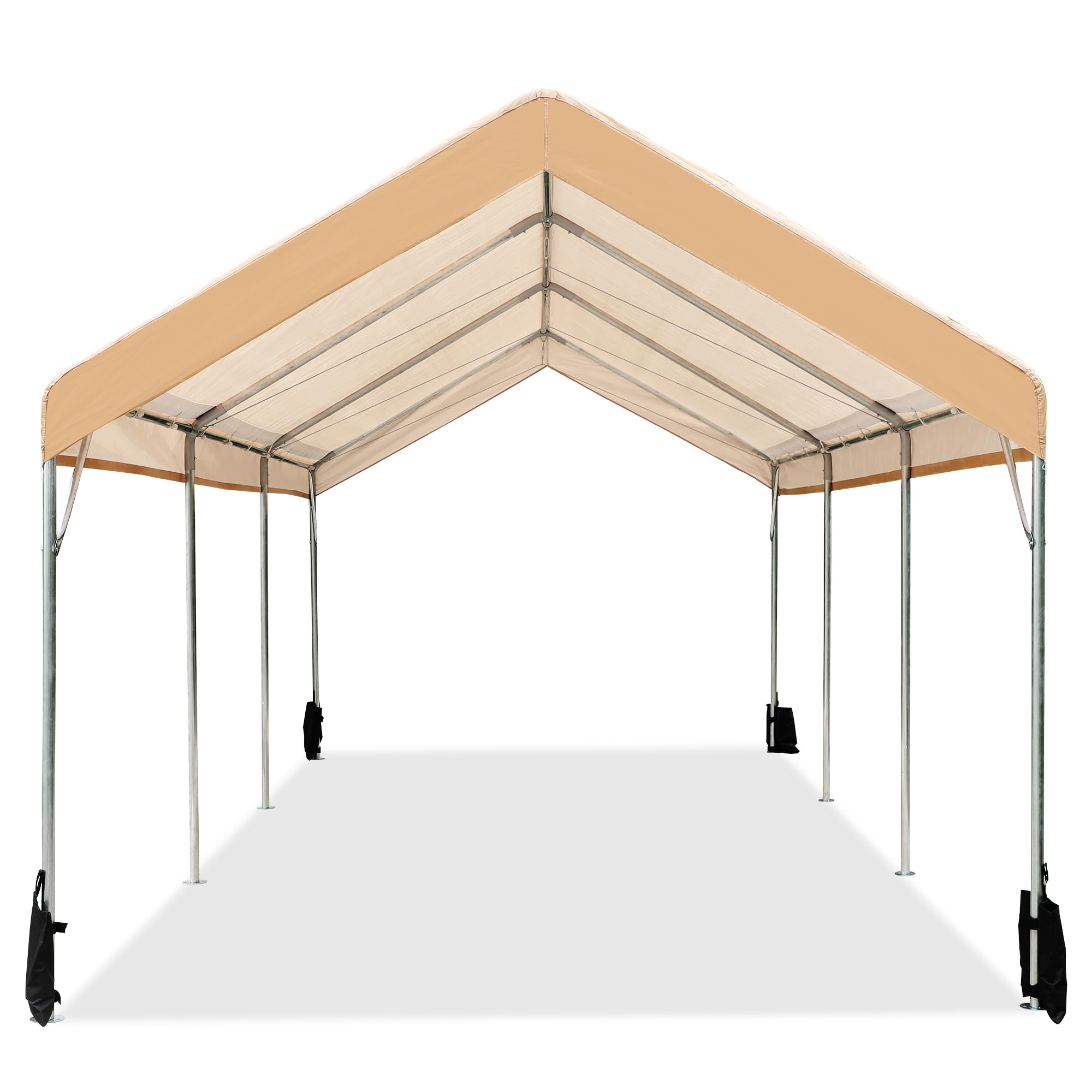 Sophia & William Carport, Heavy Duty 10'x20' Car Canopy Tent,Portable Garage Shelter with 4 Reinforced Steel Cables, Galvanized Steel Frame 150G UV Protective Tarp for Car Boat Truck Party, Beige