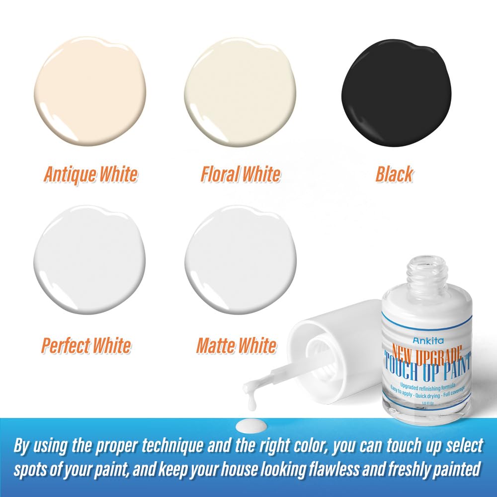 Ankita White Touch Up Paint for Walls, Wood, Interior and Exterior Satin Enamel Paint, Quickly Repairs House Minor Chips, Cracks, Scratches and Spots, For Walls, Wood, Cabinet, Baseboard, Doors, Trim, Furniture, Corner, Egg Shell and Small Can.(Perfect Wh