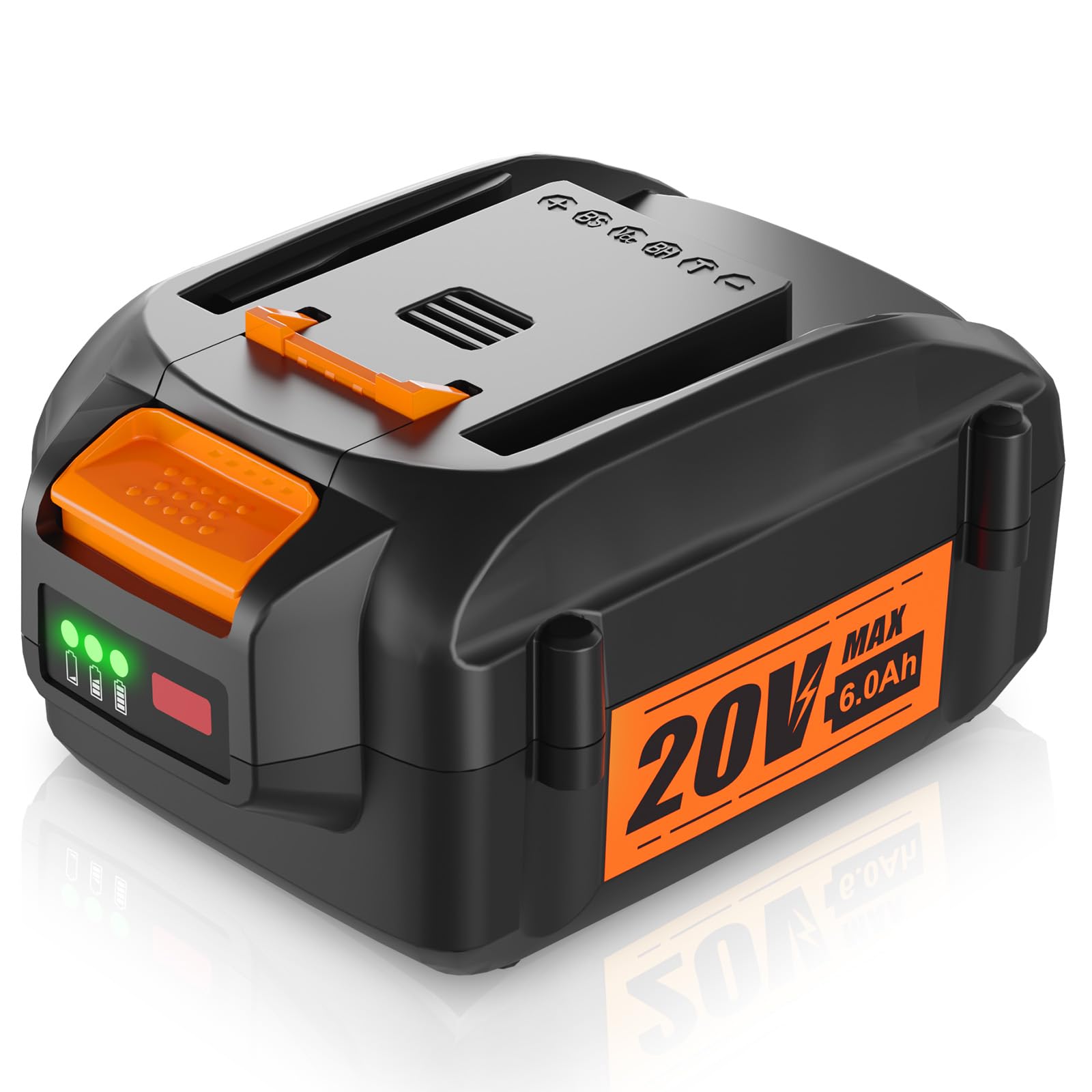 DSANKE WA3520 20V 6.0Ah Replacement for Worx 20V Battery WA3520 WA3525 WG151s WG155s WG251s WG255s, WG540s, WG545s, WG890, WG891 Worx 20Volt Lithium ion Cordless Power Tools