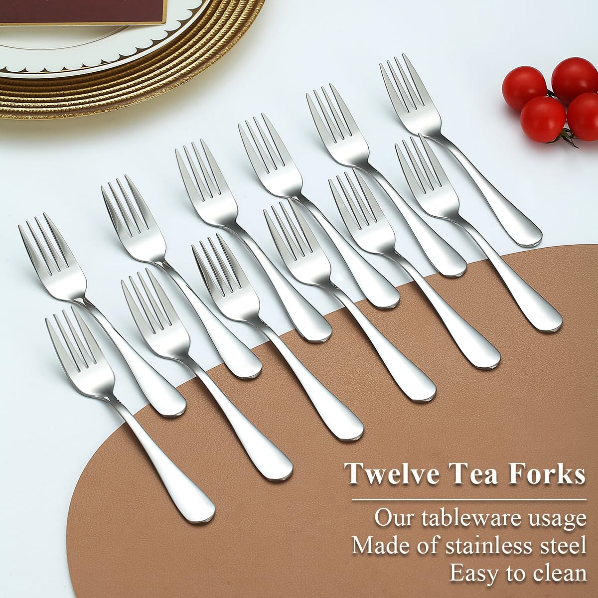 Evanda Dessert Forks Set of 12 Pack, 5.62" Stainless Steel Pastry Fork, Appetizer Fork for Fruit, Cake, Cheese, Party Trips, Cafes, Restaurants, Easy To Clean, Dishwasher Safe