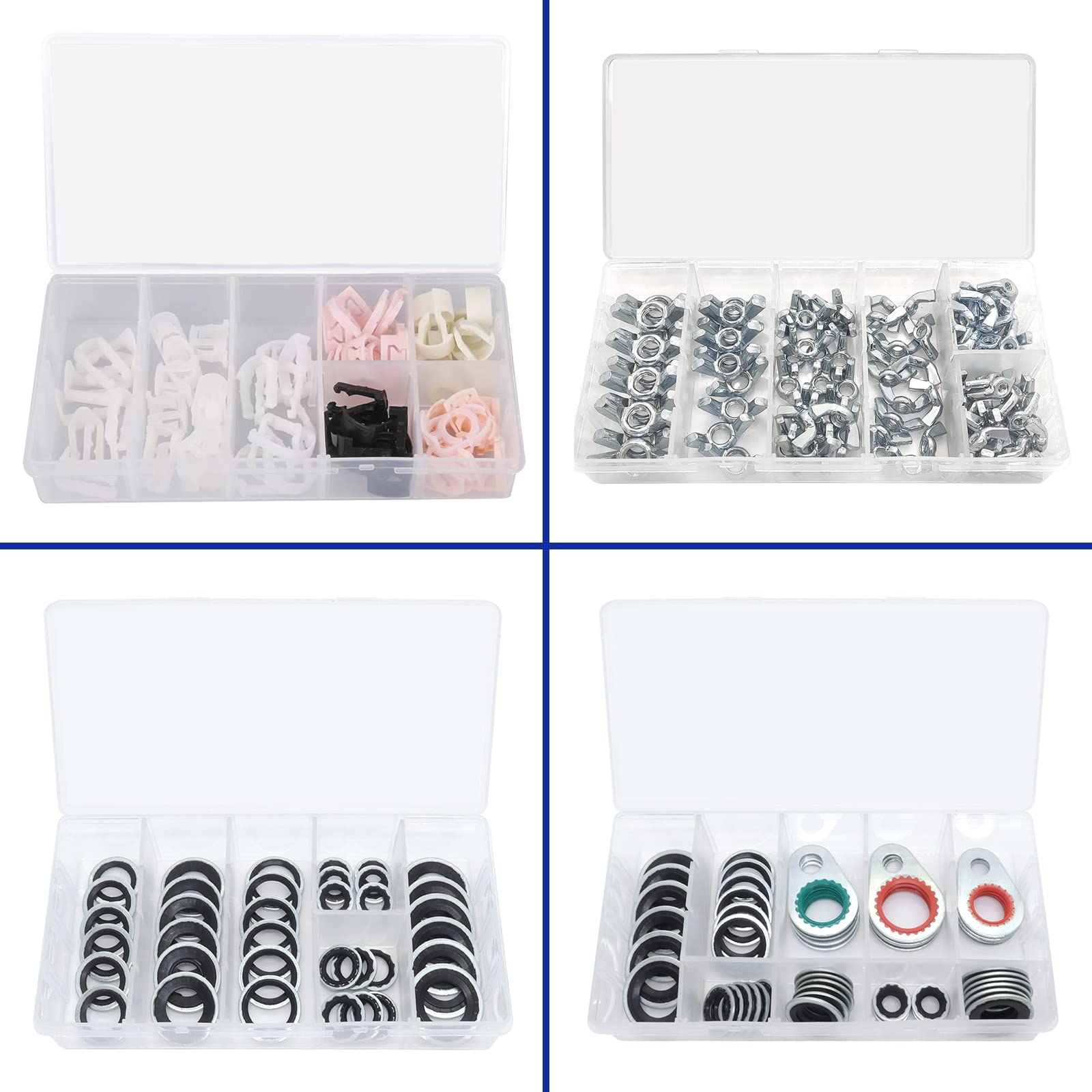 BUSY-CORNER 6 Pack Plastic Organizer Box, Jewelry Storage Container, Clear Organizer Box with Adjustable Dividers for Tape Bead Crafts Art Supply Fishing Tackles Tools