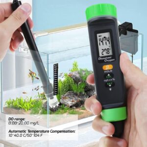 Dissolved Oxygen Meter with ATC Portable DO Meter with Long Cable, Dissolved Oxygen Test Kit Tester with Self Floating Probe Electrode