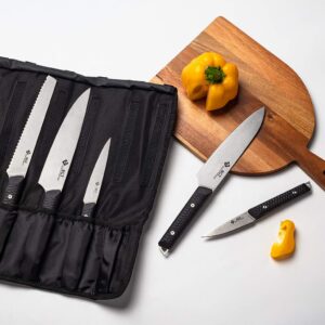 sagga Chef Knife Set Kitchen Knives 6-Piece Sandvik Kitchen Knife Set with Roll Bag, G10 Handle for Chef Knife Set, Santoku Knife,Stonewash Blade