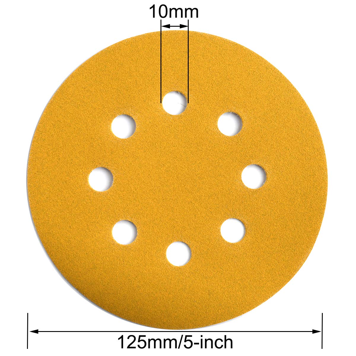 Aiyard 5-Inch 8-Hole Hook and Loop Sanding Discs 220-Grit Random Orbit Sandpaper, 50-Pack