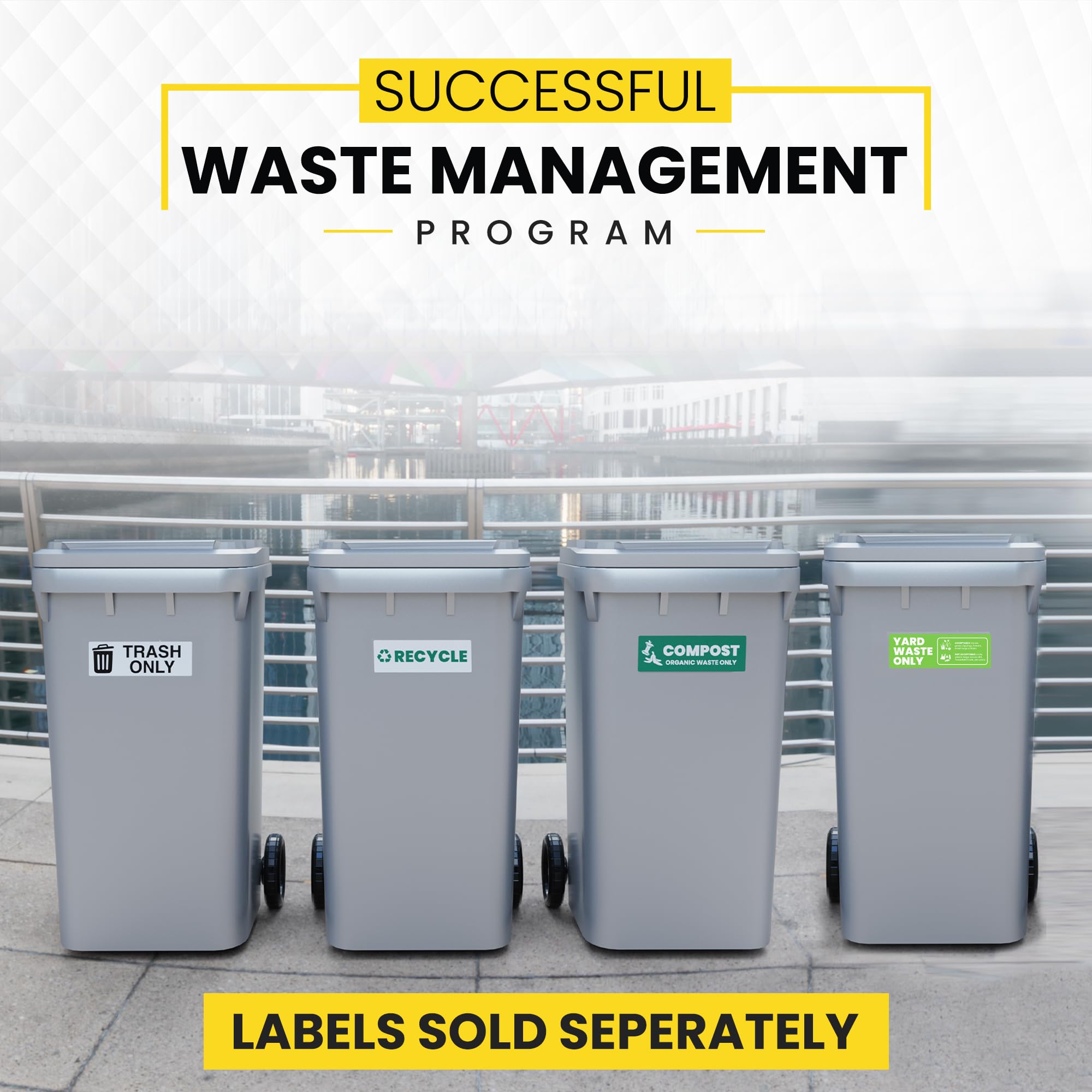 Recycle Sticker for Trash Bins – Heavy Duty, Recycle Only Sticker - 3-5 Year Indoor/Outdoor Rated - Heavy Duty, Weather Proof, Ultra Durable - USA Made (6x2 inch), 4 Labels