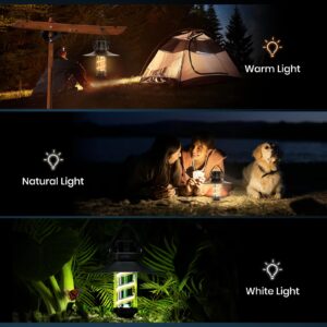 Camping Lantern Rechargeable Flashlight, Outdoor LED Lantern and Multifunctional Small Flashlight, Portable Waterproof Lanterns for Emergency, 1000lm Tent Lights IPX5 Waterproof Atmosphere Light