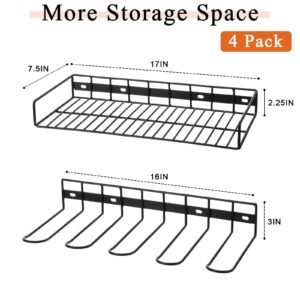 Barydat 4 Pack Power Tool Organizer ​Wall Mounted ​Drill Storage Garage Wall Rack Power Drill Holder Heavy Duty Floating Tool Shelf Battery Charging Station ​for Garage Workshop