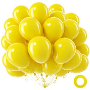 yellow balloons, 100pcs 12 inch bright yellow latex balloons round helium balloons for birthday wedding anniversary sunflower party backdrop decorations