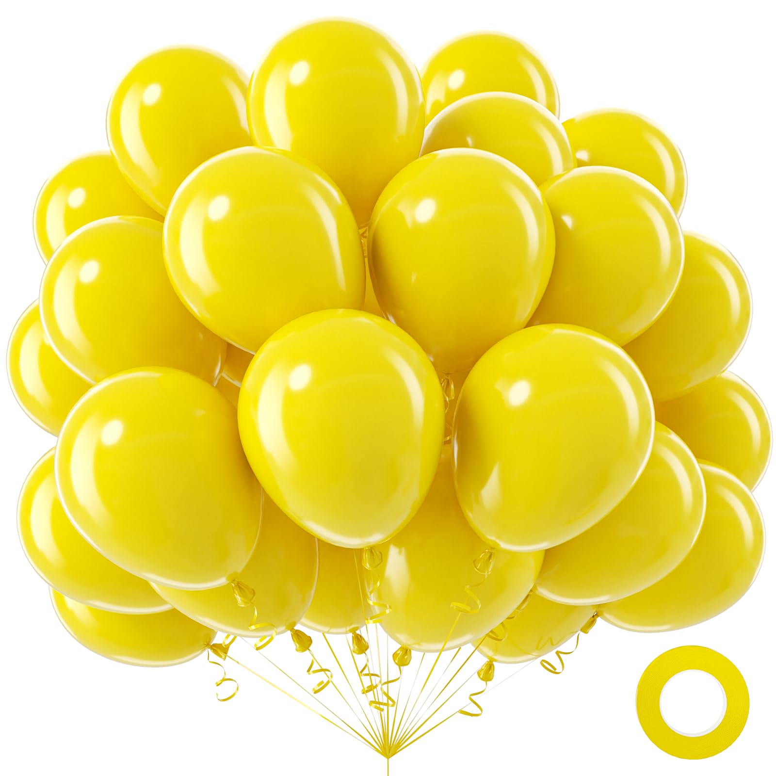 Yellow Balloons, 100Pcs 12 inch Bright Yellow Latex Balloons Round Helium Balloons for Birthday Wedding Anniversary Sunflower Party Backdrop Decorations