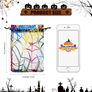 Fulmoon 400 Pcs Halloween Organza Bags 4 x 6 Inches Spider Web Print Halloween Drawstring Treat Bags Small Gift Bags for Halloween Trick or Treat Party Favor Gift Candy Snacks Jewelry