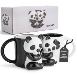 miamio - panda ceramic cup 14 oz 3d mug animal for coffee and tea lovers cute panda mug couple gifts for birthday/christmas as gifts for women men