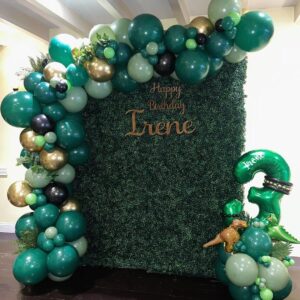 Green Balloons, 100Pcs 12 inch Bright Dark Green Latex Balloons Round Helium Emerald Green Balloons for Birthday Wedding Anniversary Graduation Party Backdrop Decorations