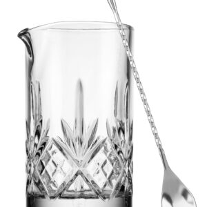 Godinger Cocktail Mixing Glass with Stirrer, Bar Mixing Pitcher for Stirring Cocktails and Drinks - 17oz, Dublin Collection