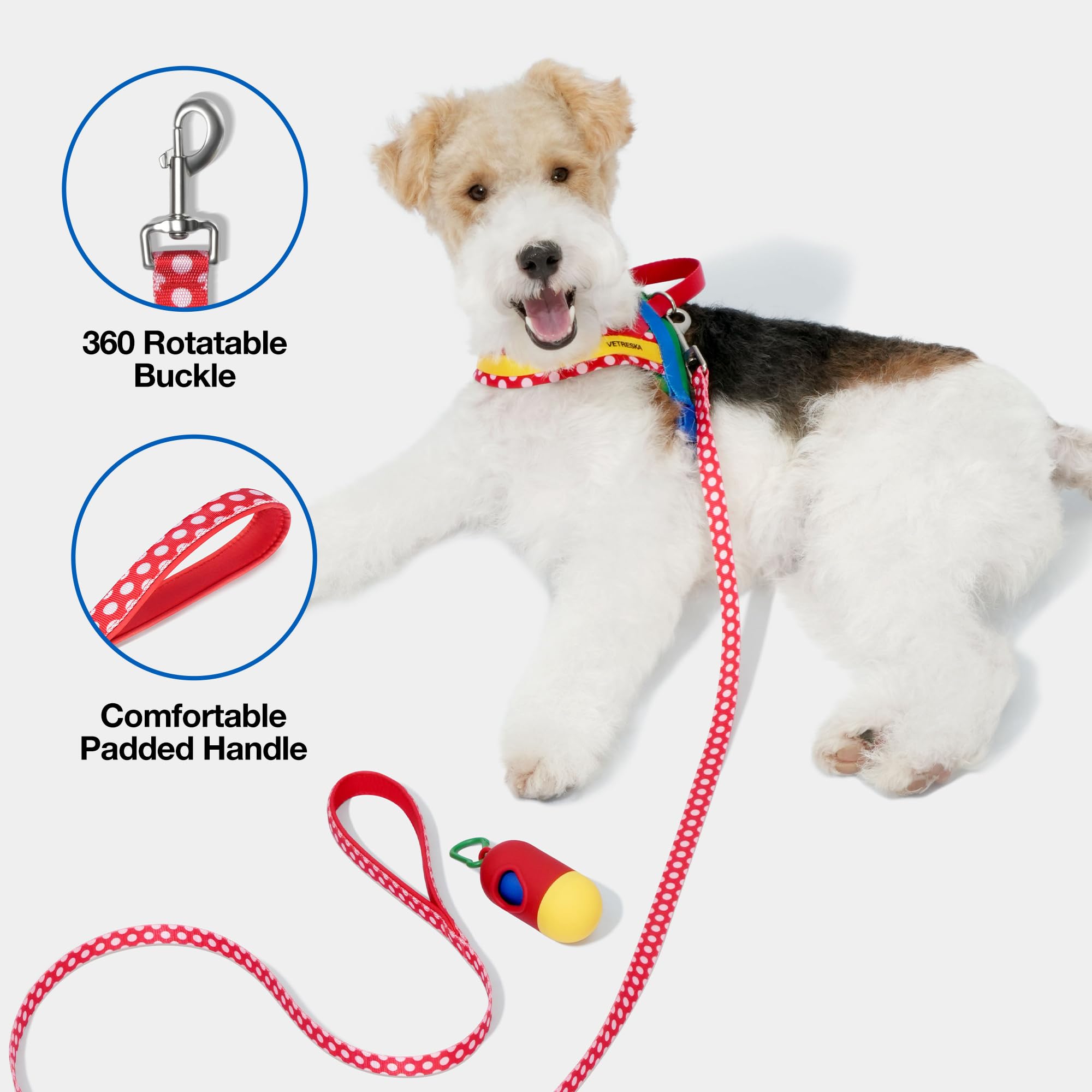 VETRESKA Dog Harness and Leash Set, No-Pull Puppy Harness for Walking and Training, Easy Walk Dog Harness for Small Medium Dogs, Adjustable, Take Control & Anti-Twist Pet Lead Combo (MoMA Red, S)